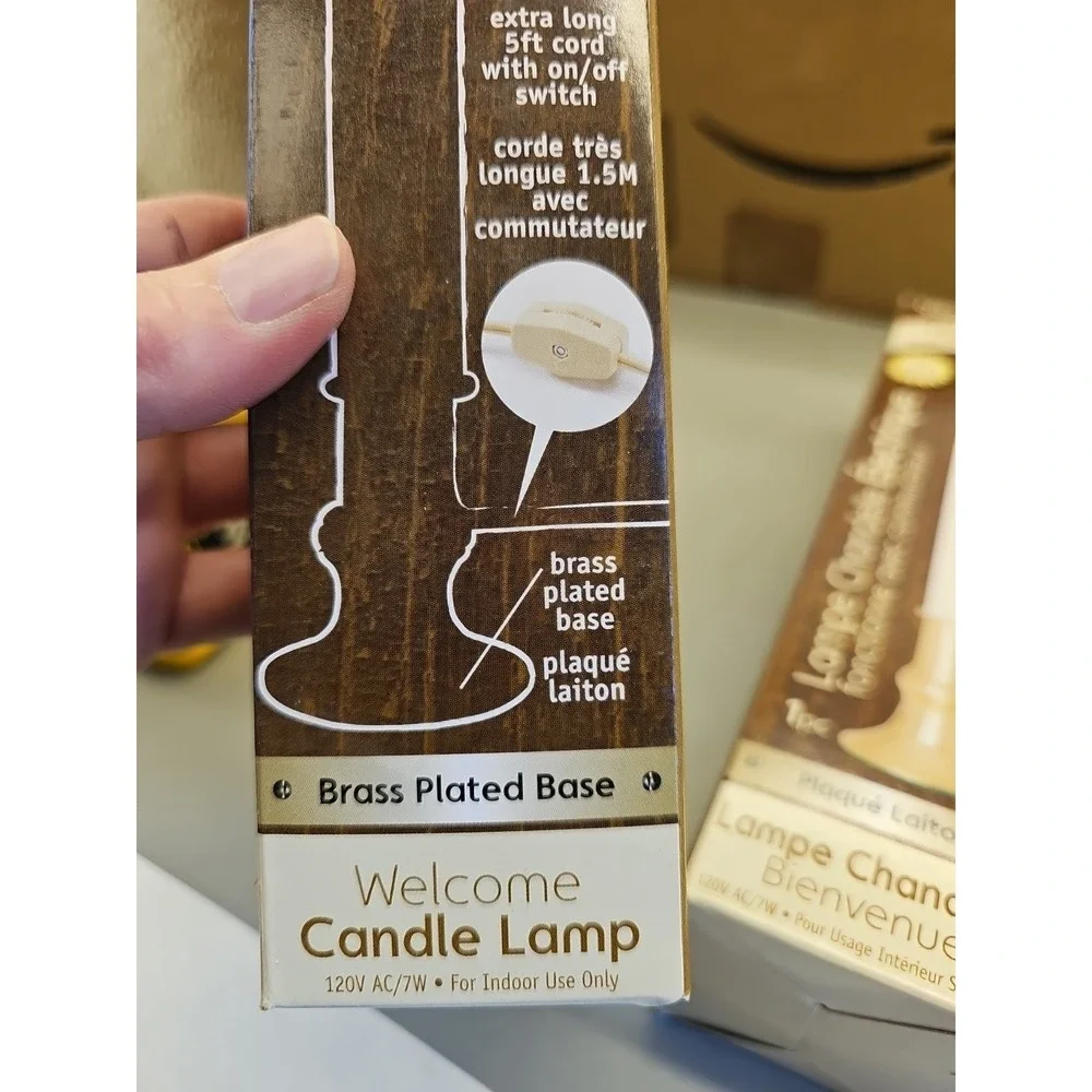 5 Christmas Tree Hill Electric Candle Lamp Bread Plated Base NIB